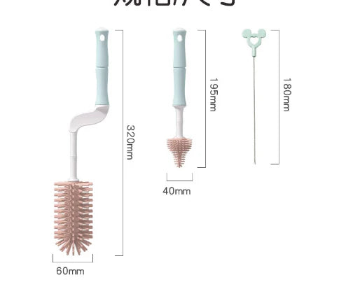 3-Piece Baby Bottle, Cup, Pacifier & Sippy Cup Cleaning Brush Set