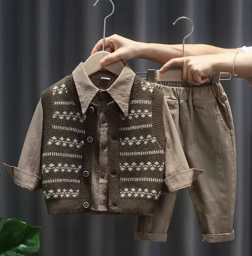 Boys Outfit Set – Shirt, Sweater & Pants (Ages 2-7 Years)