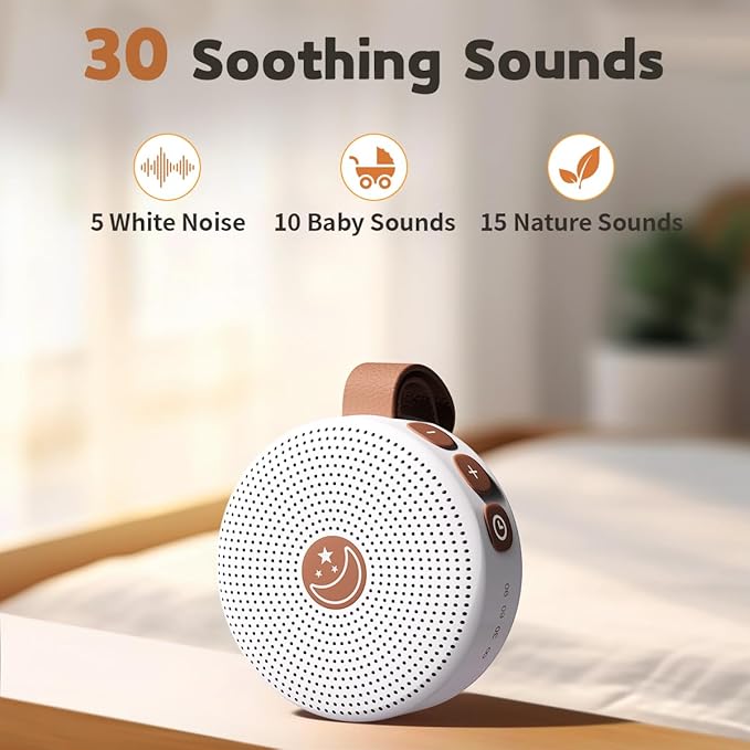Mini Portable White Noise Machine – 30 Relaxing Sounds for Better Sleep