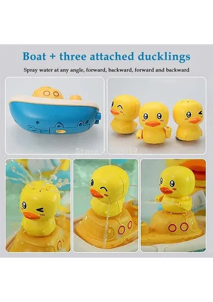 Frog-Style Bath Toys with Yellow Duck Electric Spinning Sprinkler Shower Toy