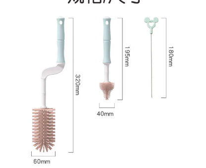 3-Piece Baby Bottle, Cup, Pacifier & Sippy Cup Cleaning Brush Set