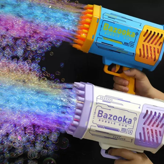 Bazooka Bubble Gun – 69 Hole Bubble Blower with LED Lights & Fan