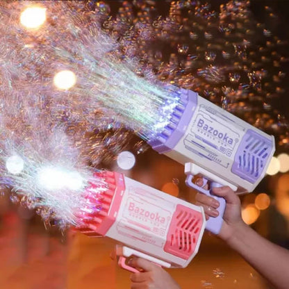 Bazooka Bubble Gun – 69 Hole Bubble Blower with LED Lights & Fan