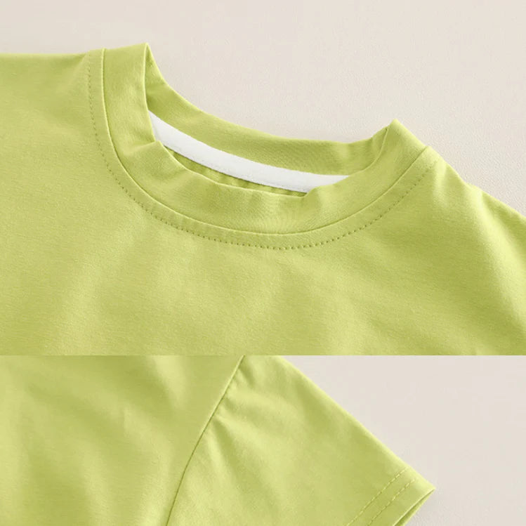 Boys & Girls Outfit Set – Green Frog Eyes T-Shirt and Overalls (Ages 1-5 Years)