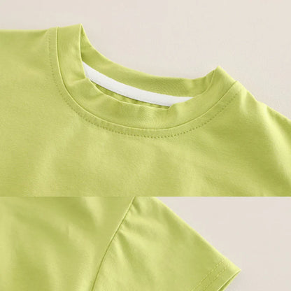Boys & Girls Outfit Set – Green Frog Eyes T-Shirt and Overalls (Ages 1-5 Years)