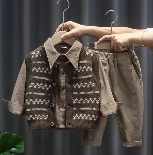 Boys Outfit Set – Shirt, Sweater & Pants (Ages 2-7 Years)