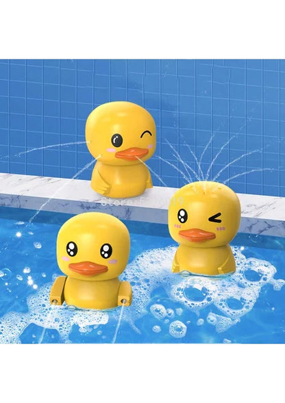 Frog-Style Bath Toys with Yellow Duck Electric Spinning Sprinkler Shower Toy