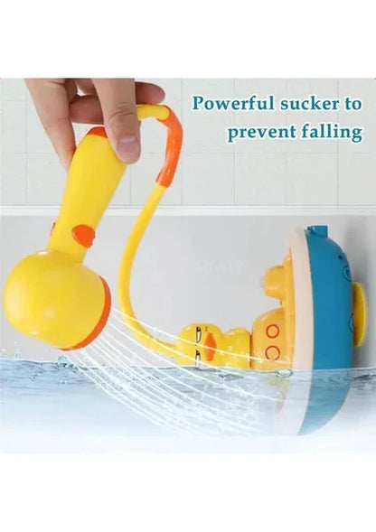 Frog-Style Bath Toys with Yellow Duck Electric Spinning Sprinkler Shower Toy