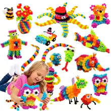 Pom-Pom Tower Toy – Soft Sensory Building Blocks