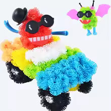 Pom-Pom Tower Toy – Soft Sensory Building Blocks