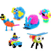 Pom-Pom Tower Toy – Soft Sensory Building Blocks