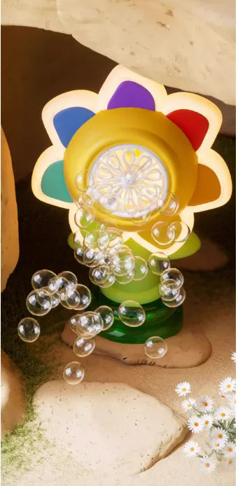 Remote Controlled Rechargeable 360° Bubble Machine – Flower Design