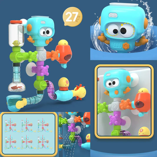 Robot Wall-Mounted Bath Water Toy – 27 Piece Kids Fun Set