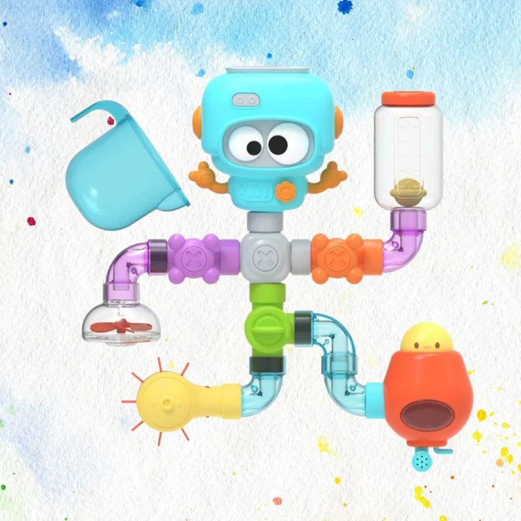Robot Wall-Mounted Bath Water Toy – 27 Piece Kids Fun Set