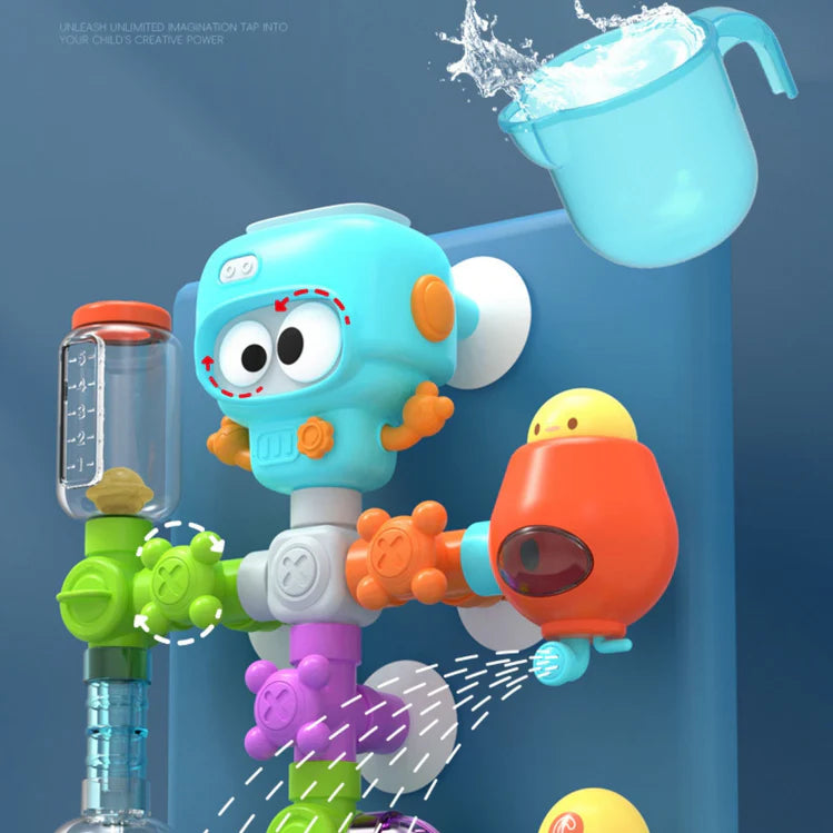 Robot Wall-Mounted Bath Water Toy – 27 Piece Kids Fun Set