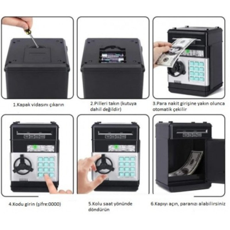 Elektronik Şifreli Kasa ATM Kumbara Para Yutan Akıllı Kumbara