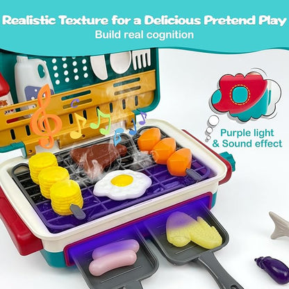 Cooking Simulator Toy with Color Changing Accessories | 31 PCS BBQ Kit for Kids