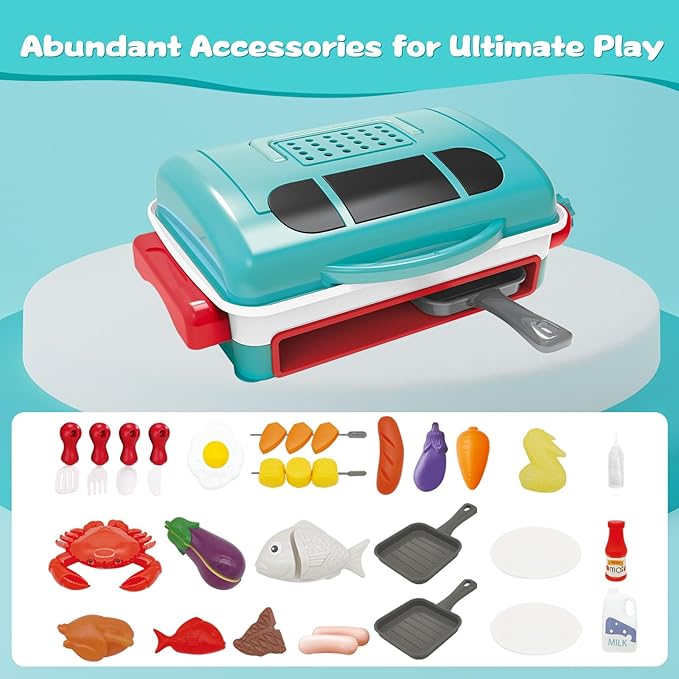 Cooking Simulator Toy with Color Changing Accessories | 31 PCS BBQ Kit for Kids