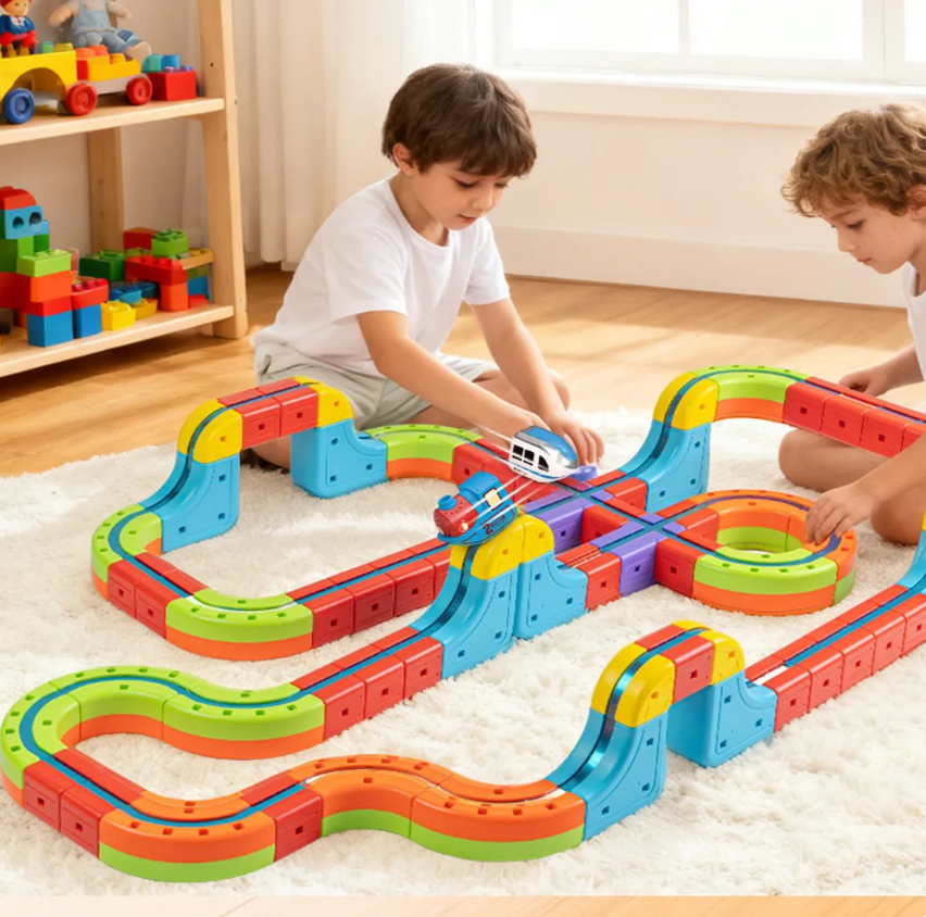 Çocuklar için Manyetik Elektrikli Tren Rayı Seti Işıklı ve Hareketli Tren Oyuncağı