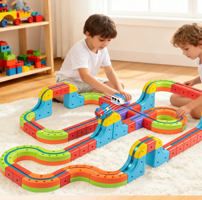 Çocuklar için Manyetik Elektrikli Tren Rayı Seti Işıklı ve Hareketli Tren Oyuncağı